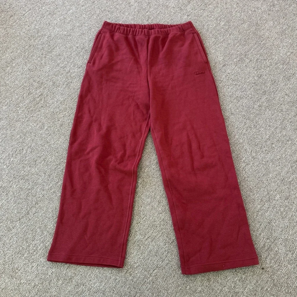 SKIMS Cotton Fleece Classic Straight Leg Pant Merlot ST-PNT-8385W Womens Size M